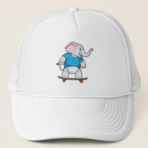 Elephant als Skater met Skateboard Trucker Pet