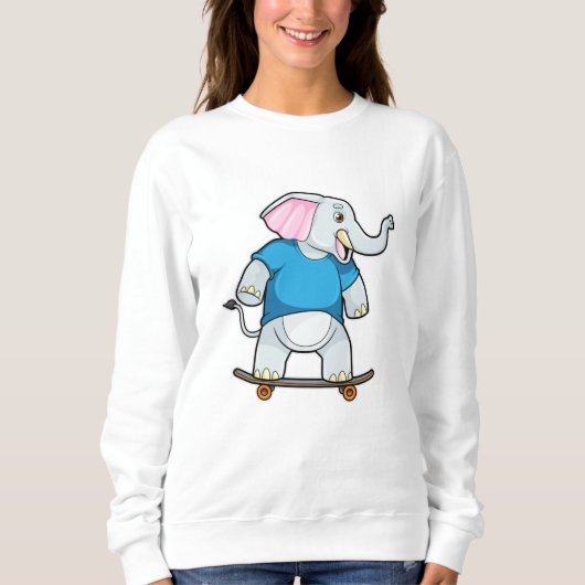 Elephant als Skater met Skateboard Trui (Voorkant)