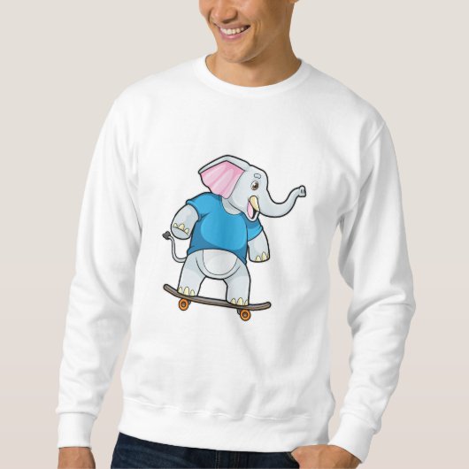 Elephant als Skater met Skateboard Trui (Voorkant)