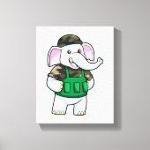 Elephant als Soldaat met Uniform & Helmet Canvas Afdruk (Voorkant)
