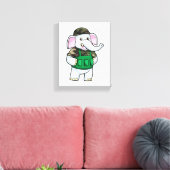 Elephant als Soldaat met Uniform & Helmet Canvas Afdruk (Insitu (Woonkamer))