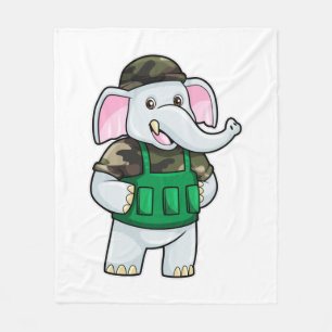 Elephant als Soldaat met Uniform & Helmet Fleece Deken