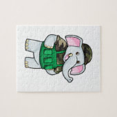 Elephant als Soldaat met Uniform & Helmet Legpuzzel (Horizontaal)