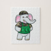 Elephant als Soldaat met Uniform & Helmet Legpuzzel (Verticaal)
