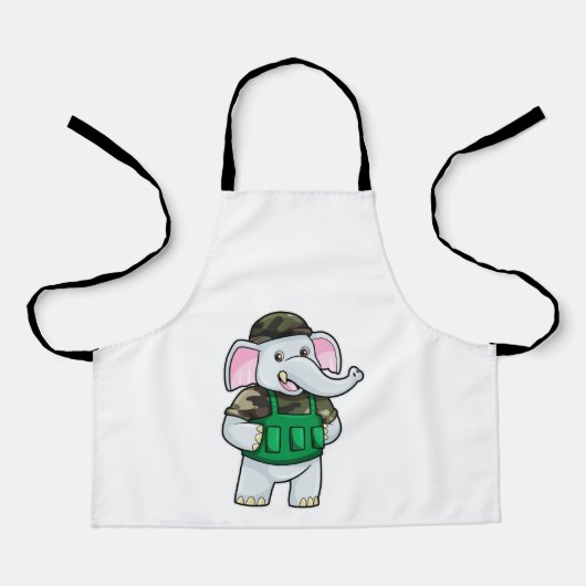 Elephant als Soldaat met Uniform & Helmet Schort (Voorkant)