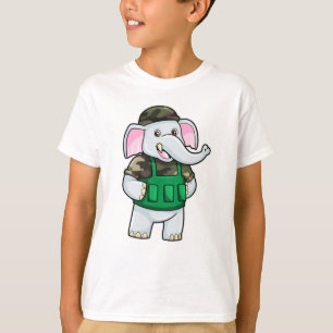 Elephant als Soldaat met Uniform & Helmet T-shirt