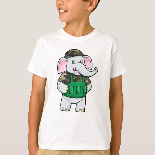 Elephant als Soldaat met Uniform & Helmet T-shirt (Voorkant)