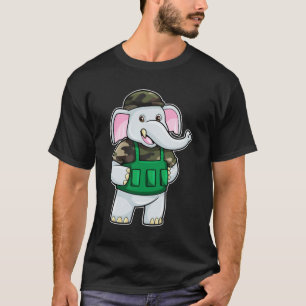 Elephant als Soldaat met Uniform & Helmet T-shirt