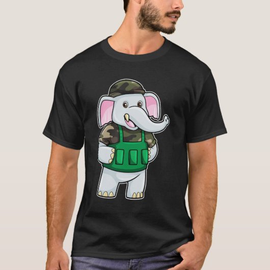 Elephant als Soldaat met Uniform & Helmet T-shirt (Voorkant)