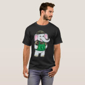 Elephant als Soldaat met Uniform & Helmet T-shirt (Voorkant volledig)