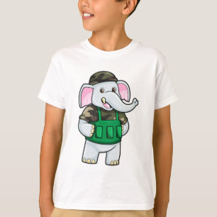 Elephant als Soldaat met Uniform & Helmet T-shirt