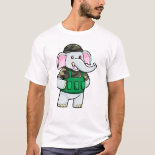 Elephant als Soldaat met Uniform & Helmet T-shirt