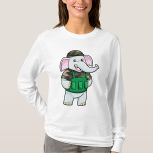 Elephant als Soldaat met Uniform & Helmet T-shirt