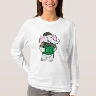 Elephant als Soldaat met Uniform & Helmet T-shirt