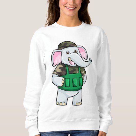 Elephant als Soldaat met Uniform & Helmet Trui (Voorkant)
