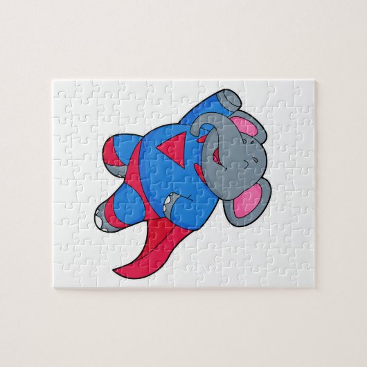 Elephant als superheld legpuzzel (Horizontaal)
