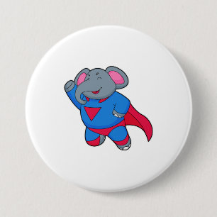 Elephant als superheld ronde button 7,6 cm