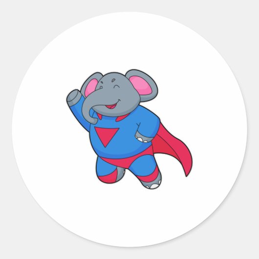 Elephant als superheld ronde sticker (Voorkant)