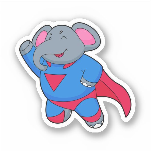 Elephant als superheld sticker (Voorkant)