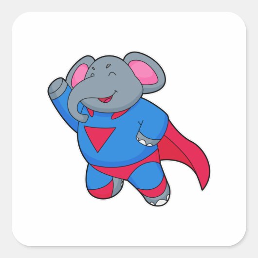 Elephant als superheld vierkante sticker (Voorkant)