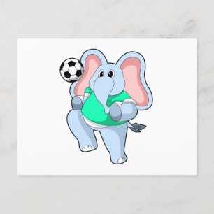Elephant als Voetbal speler met Soccer.PNG Briefkaart