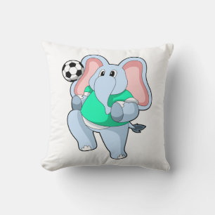 Elephant als Voetbal speler met Soccer.PNG Kussen