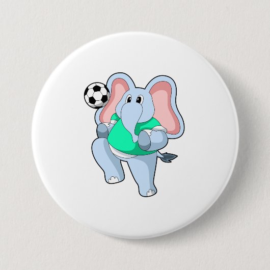 Elephant als Voetbal speler met Soccer.PNG Ronde Button 7,6 Cm (Voorkant)