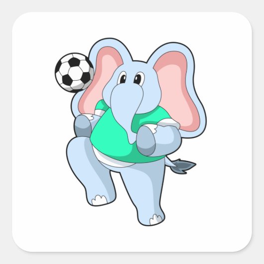 Elephant als Voetbal speler met Soccer.PNG Vierkante Sticker (Voorkant)