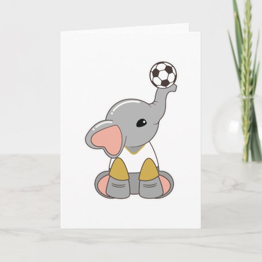 Elephant als voetballer met Voetbal Kaart (Voorkant)