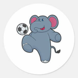 Elephant als voetballer met Voetbal Ronde Sticker