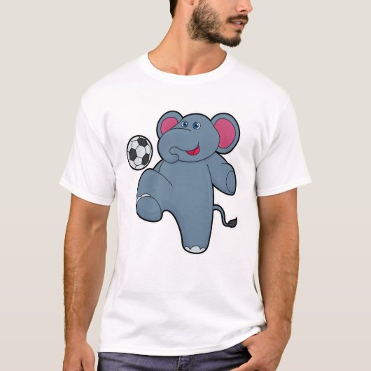 Elephant als voetballer met Voetbal T-shirt (Voorkant)