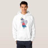 Elephant als volleybalspeler met volleybal hoodie (Voorkant volledig)