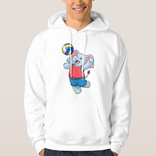 Elephant als volleybalspeler met volleybal hoodie (Voorkant)