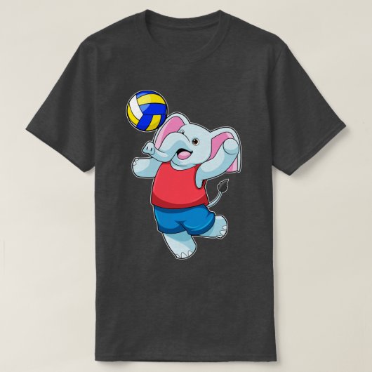 Elephant als volleybalspeler met volleybal t-shirt (Design voorkant)