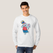 Elephant als volleybalspeler met volleybal t-shirt (Voorkant volledig)