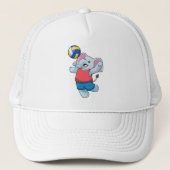 Elephant als volleybalspeler met volleybal trucker pet (Voorkant)