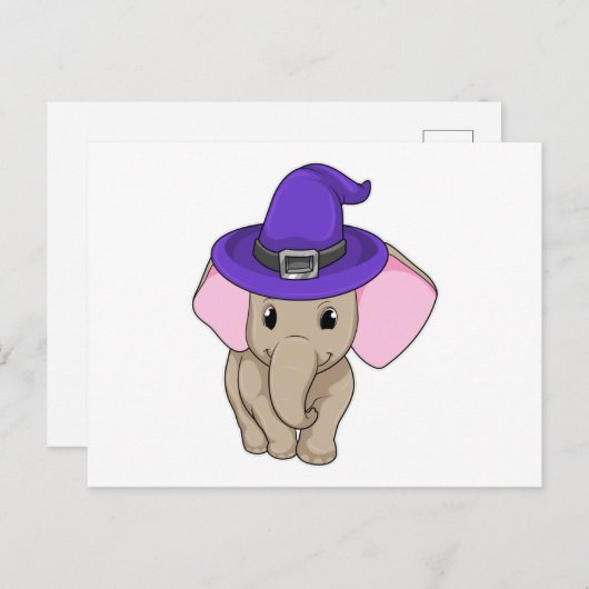 Elephant als wizard briefkaart (Voorkant / Achterkant)