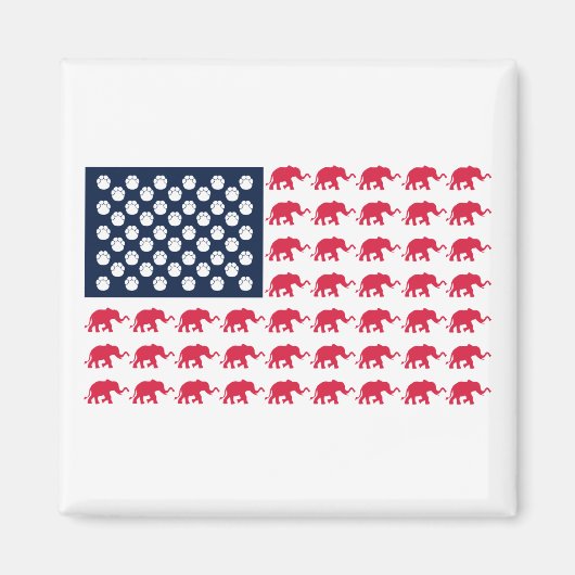 Elephant American Flag Magneet (Voorkant)
