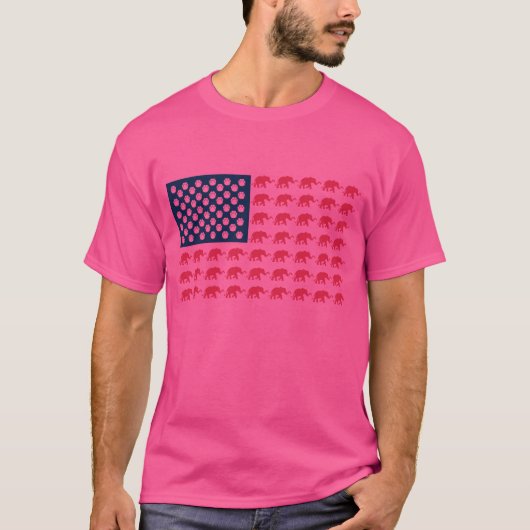 Elephant American Flag T-shirt (Voorkant)
