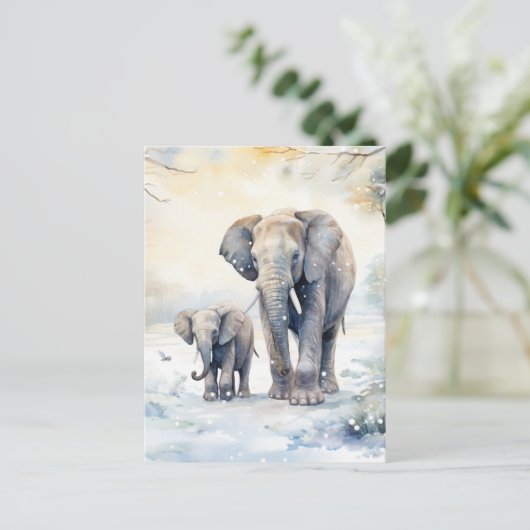 Elephant and Baby Briefkaart (Staand voorkant)