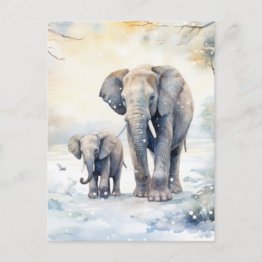 Elephant and Baby Briefkaart (Voorkant)