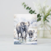 Elephant and Baby Briefkaart (Staand voorkant)
