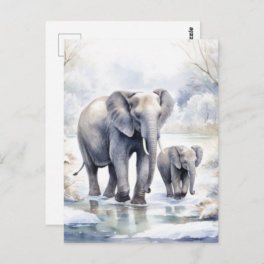 Elephant and Baby Briefkaart (Voorkant / Achterkant)
