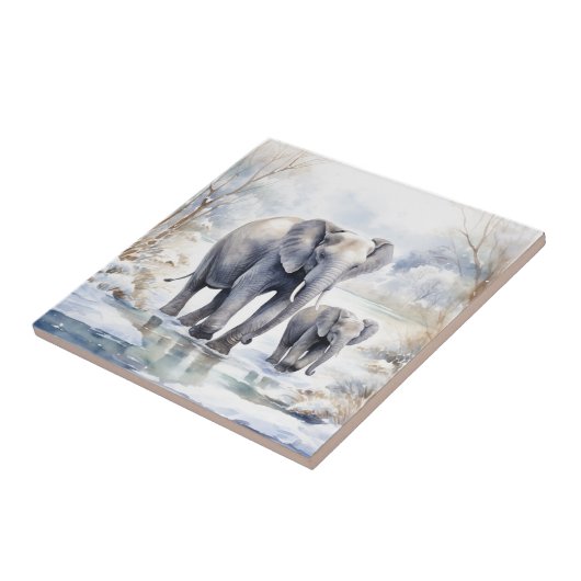 Elephant and Baby Tegeltje (Zijkant)