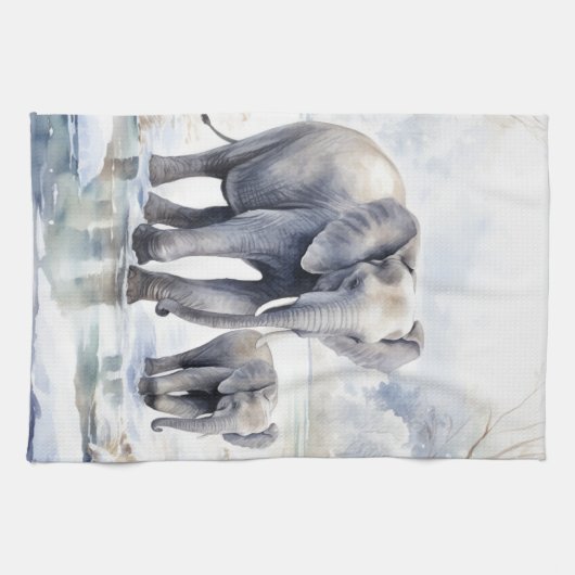 Elephant and Baby Theedoek (Horizontaal)