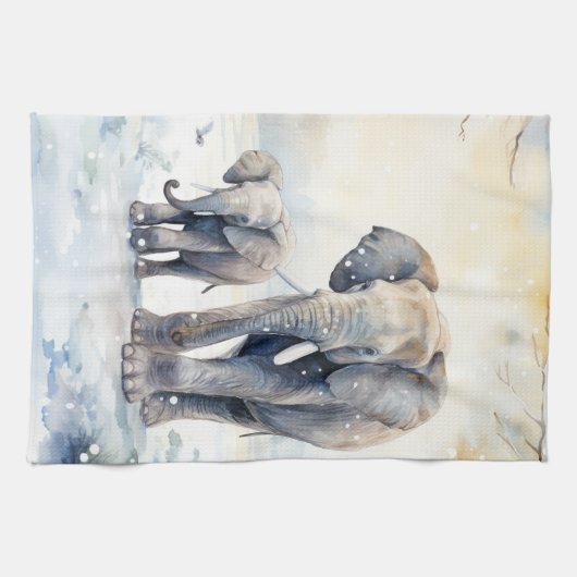 Elephant and Baby Theedoek (Horizontaal)