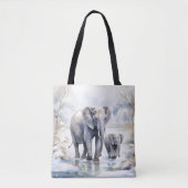 Elephant and Baby Tote Bag (Voorkant)