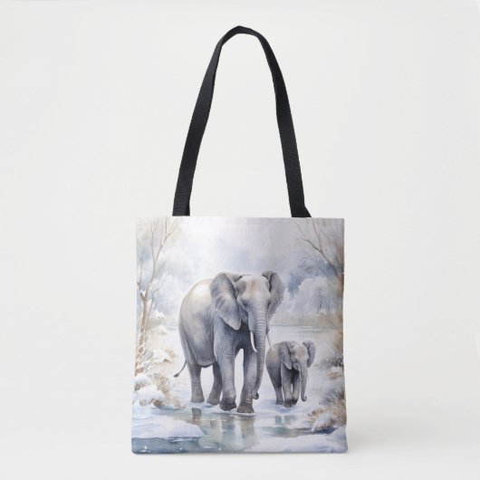 Elephant and Baby Tote Bag (Voorkant)