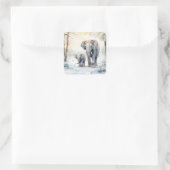 Elephant and Baby Vierkante Sticker (Tas)