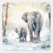 Elephant and Baby Vierkante Sticker (Voorkant)